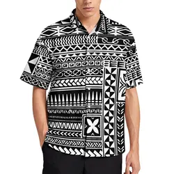 Polynesian Pattern Custom Men'S Lapel Shirt Summer Short Sleeve Button Men'S Casual Loose Fashion Shirt