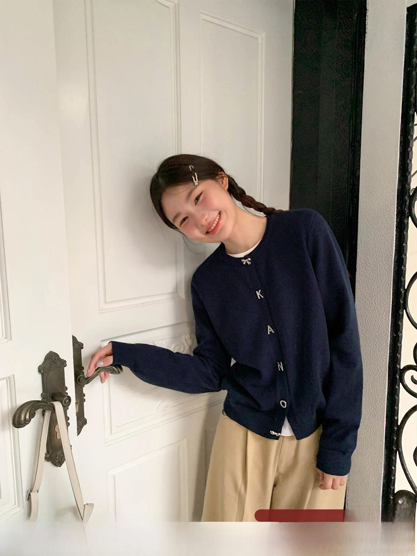 

Женский вязаный кардиган KANO Hello: весенний, повседневный, свободный крой, универсальный топ с металлическим блеском