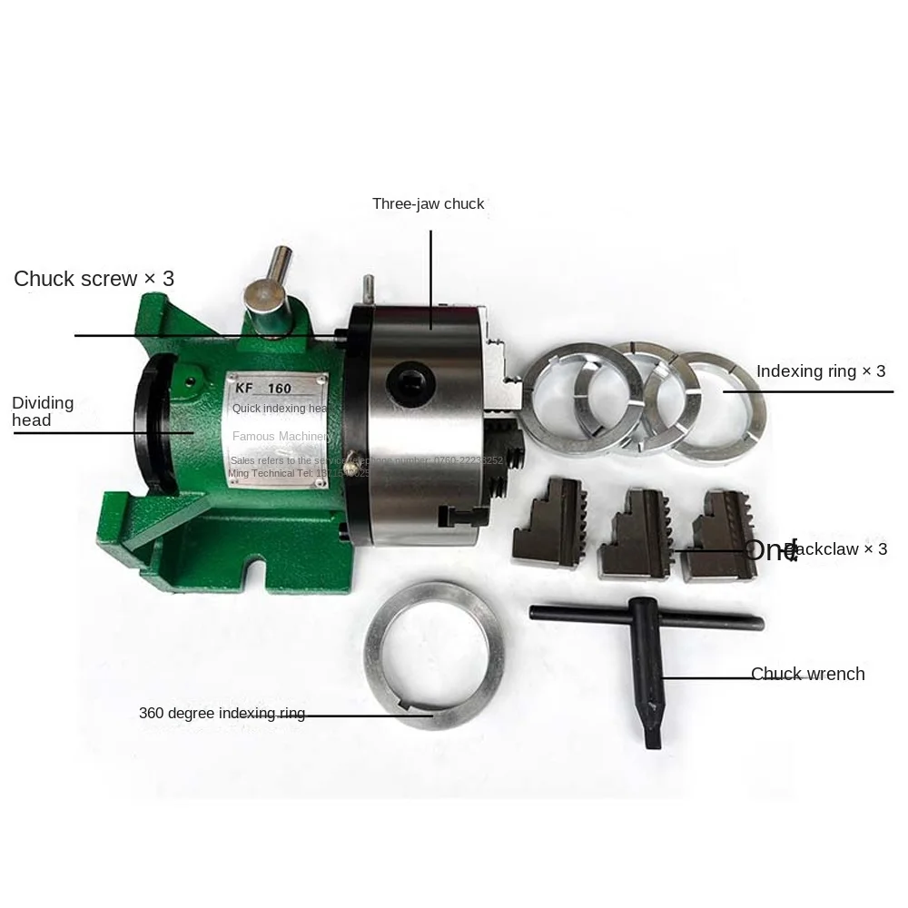 KF-125 5 inch Simple Quick Milling Machine Dividing Head Universal Drilling Vertical And Horizontal Indexer Chuck Bench Drill