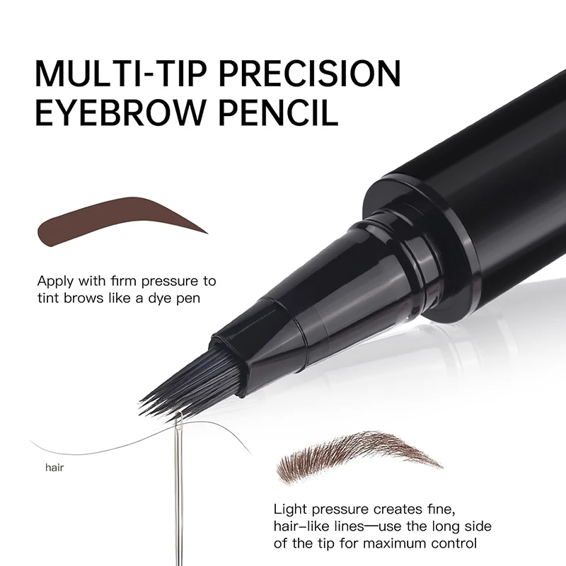 Waterproof Liquid Eyebrow Pen - Smudge Proof, Fine Tip, Natural Look, Long Lasting, Easy to Use for Thin Hair Strokes & Defined