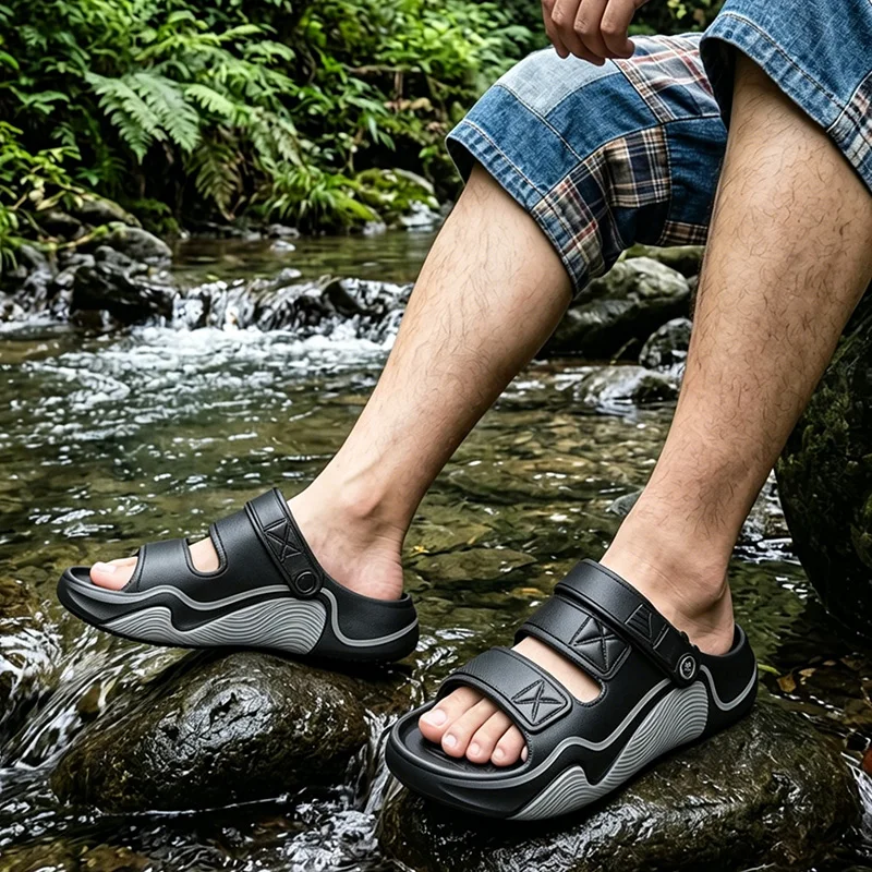 

Summer Beach Thick-Soled Men's Shoes 2026 Outdoor Soft Bottom Non Slip EVA Slippers Men Comfortable Platform Outdoor Sandals 45