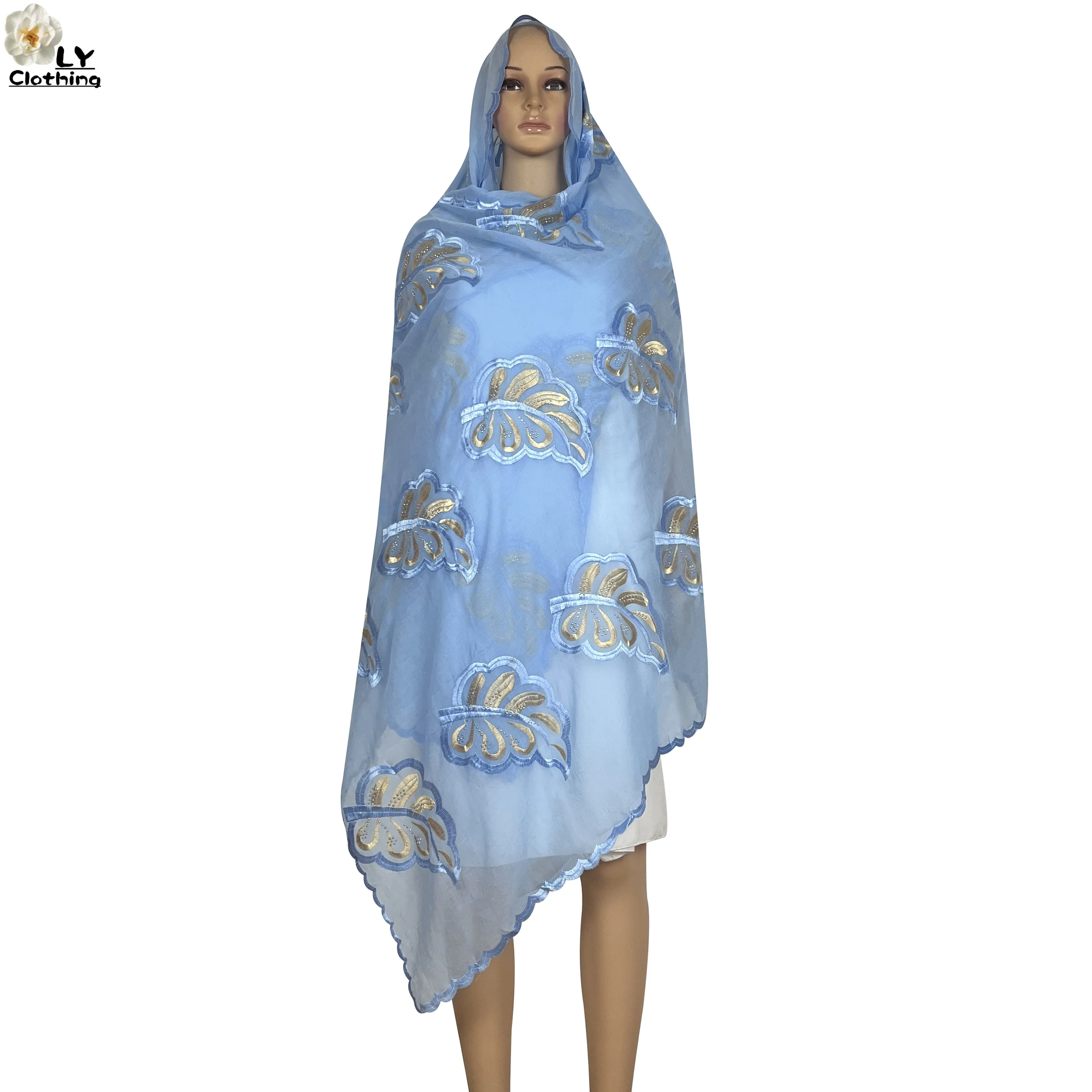 New Muslim Scarf High Quality 100% Cotton Hijab Dubai African Ramadan Shawls Women Islamic Scarf Pattern Embroidery Soft Scarf