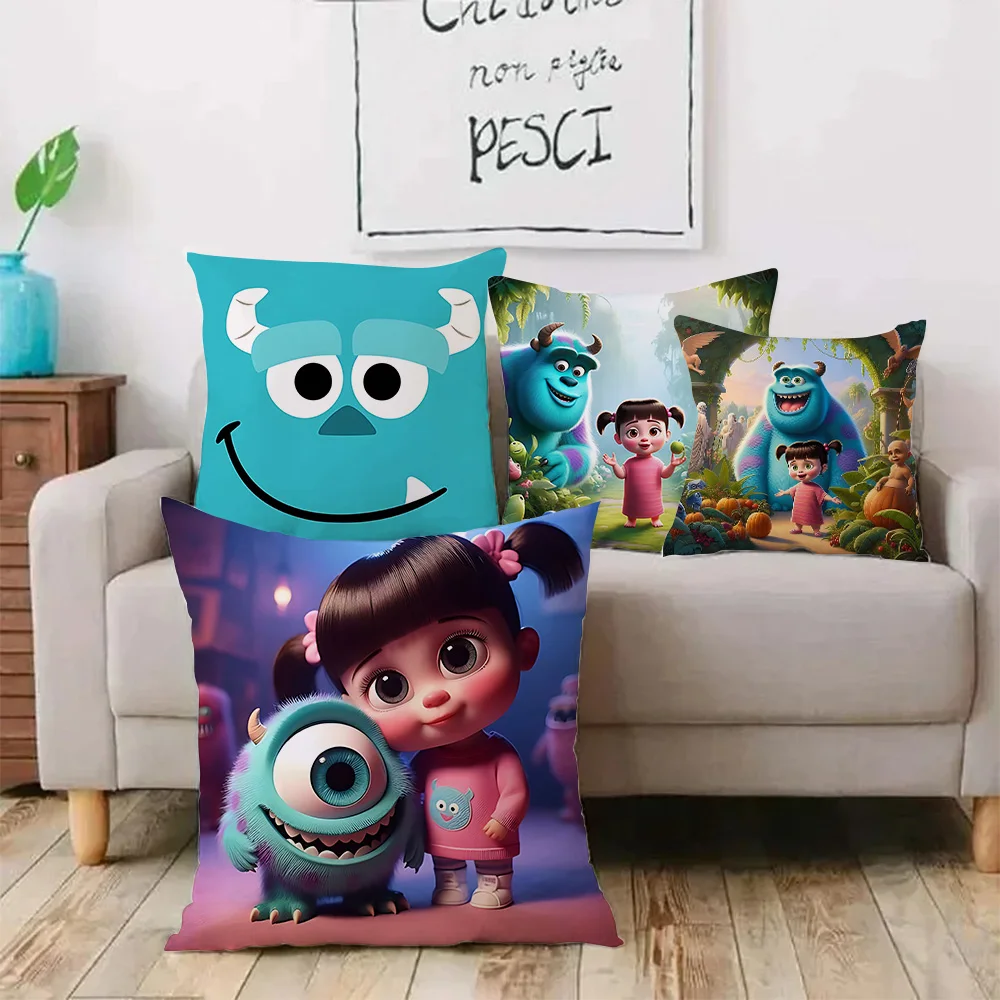 Anime Monsters, Inc Pillow Covers Cartoon Disneys Sofa Decorative Home Double-sided Printing Short Plush Cute Cushion Cover