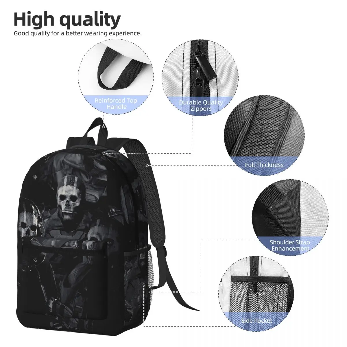 Simon Ghost Riley Backpack Boys Girls BookBag Children School Bag Computer Shoulder Bags for Men Women