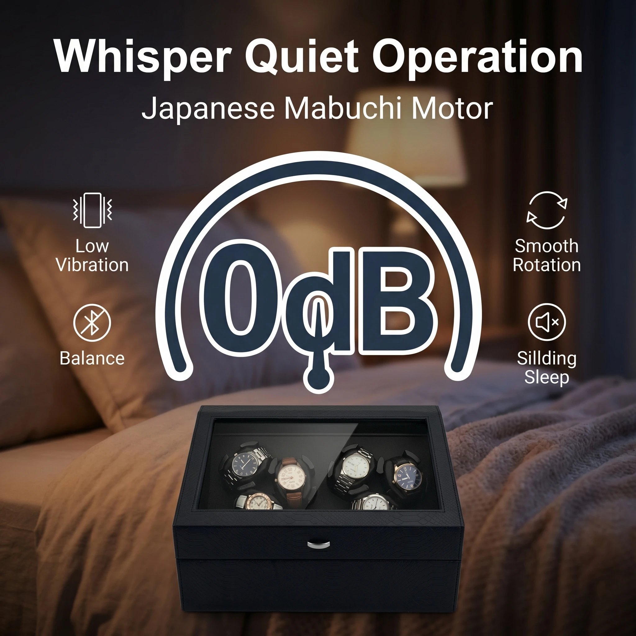 Crocodile Leather Automatic Watch Winder Silent Mabuchi Motor Bidirectional Rotation LED Light 6+6 Slots Mechanical Watch box