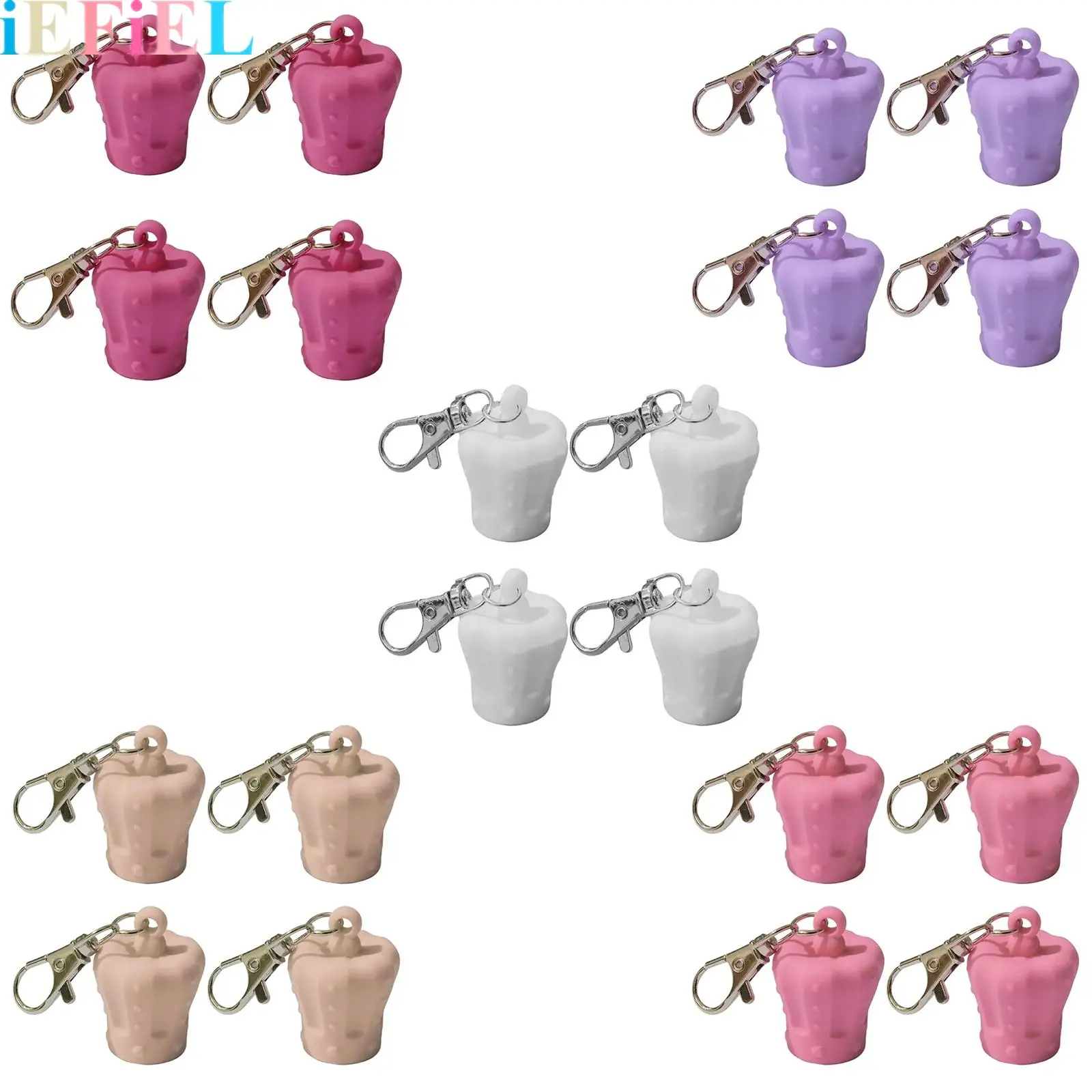 

4Pcs Keychain Cap for Lipgloss And Balm Chapstick Holder Cap Replacement Silicone Keychain Lanyard