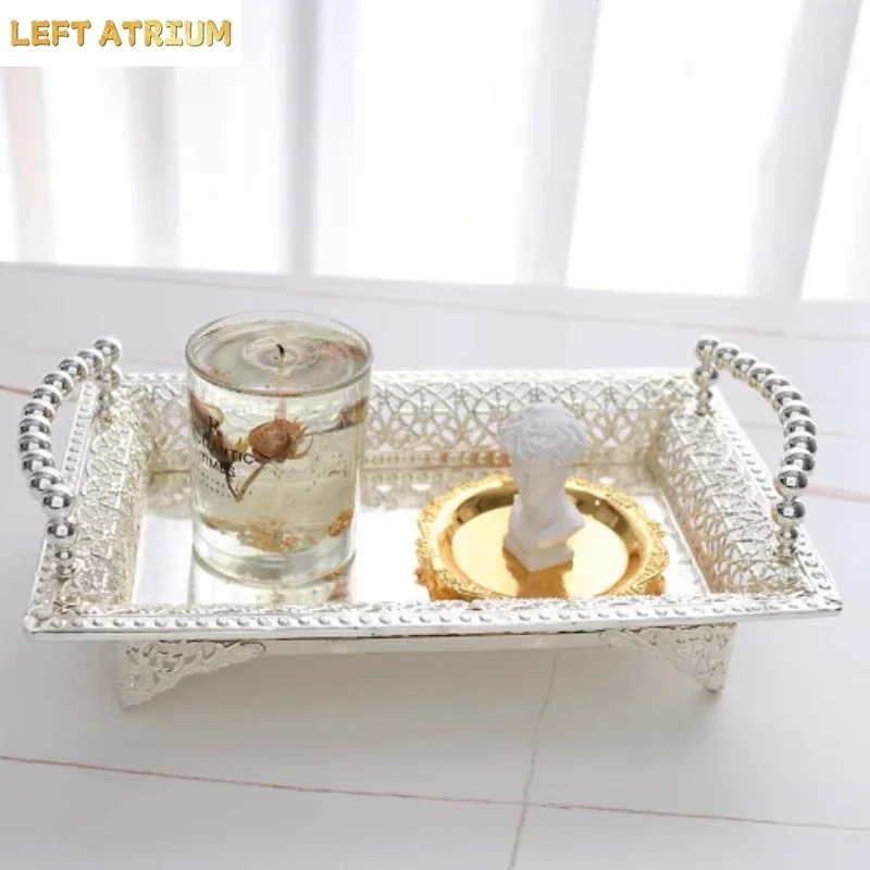 European Style Silver Plated Storage Tray Afternoon Tea Dessert Snack Tray Wedding Dessert Table Decoration Fruit Cake Pan