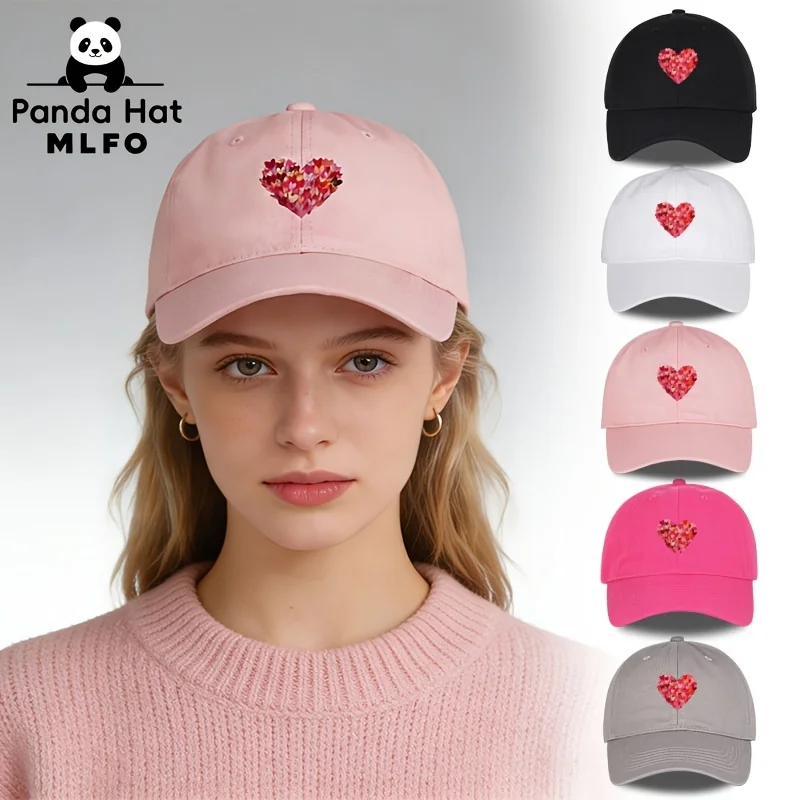1pc MLFO Valentine's Day & Chinese New Year Printed Baseball Cap - Graffiti Heart & Chinese Characters (Suitable for Roman Valen