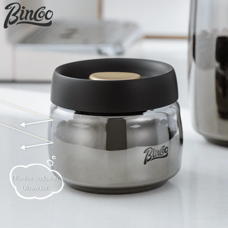 Bincoo Coffee Bean Glass Sealed Jar Push-Type Vacuum Coffee Powder Storage Jar Tea Storage Storage Jar