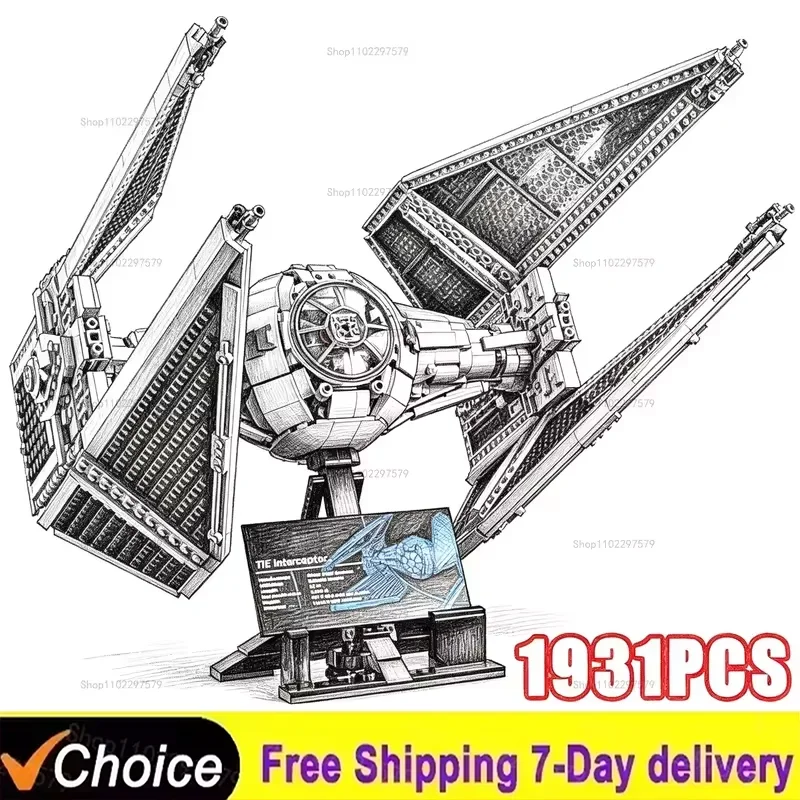 2026 New 1:8 Scale 1931PCS Spaceship Building Blocks Kit Starfighter MOC Assembly Collectible Model DIY Toy Gift for Movie fan