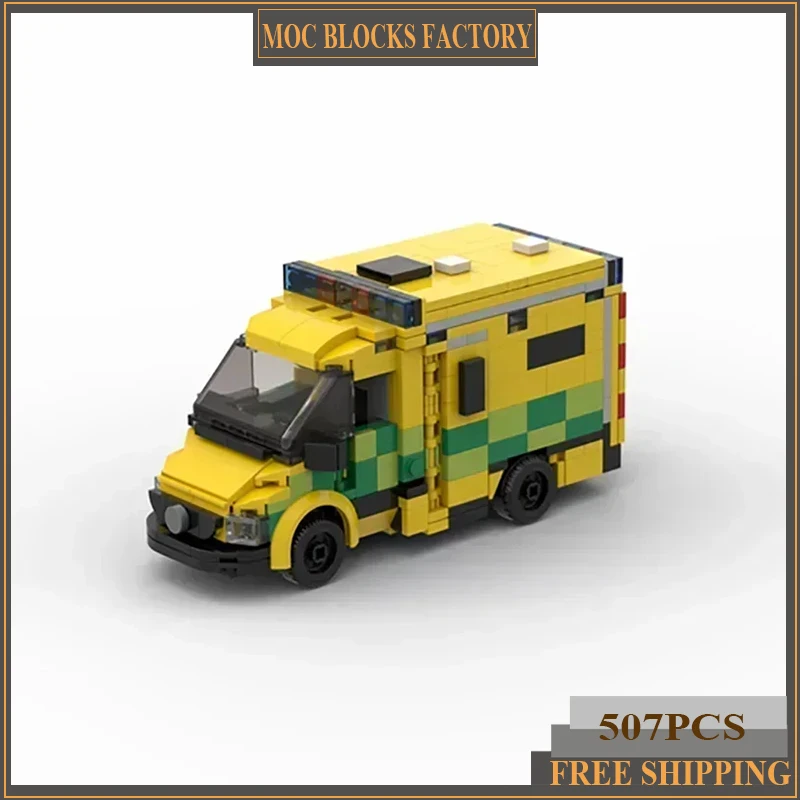 

City Car Model Moc Building Bricks Belgian Ambulance Sprinter Technology Modular Blocks Gifts Christmas Toys DIY Sets Assembly