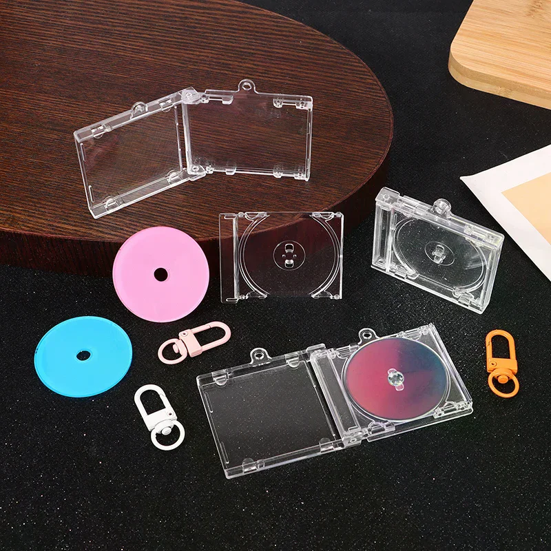 Peripheral Memorial Blank Album Keychain Mini CD Case Keychain CD Player Shape Charm DIY Backpack Charms