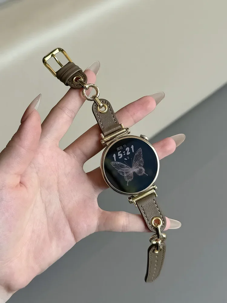 Leather Band for Samsung Galaxy Watch 7 6 Classic3 4 5Pro 40/41/42 Active Double Ring Strap for Amazfit GTR Huawei GT2 3 4 Women