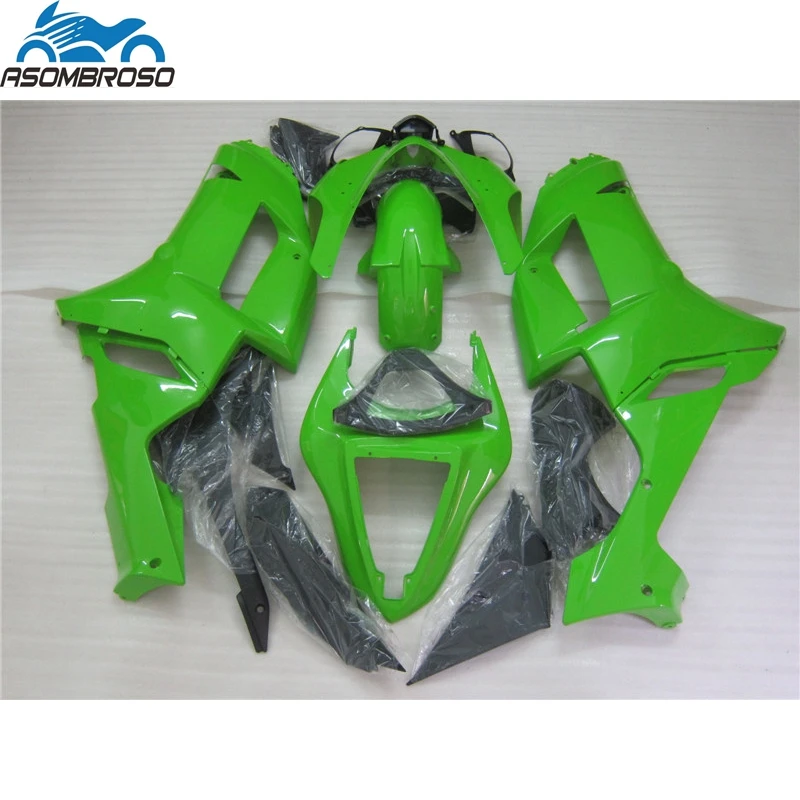 Best Selling Motorcycle bodyparts for Kawasaki Ninja ZX6R fairing kit 2007 2008 green black racing fairing set zx6r 07 08 Sale33