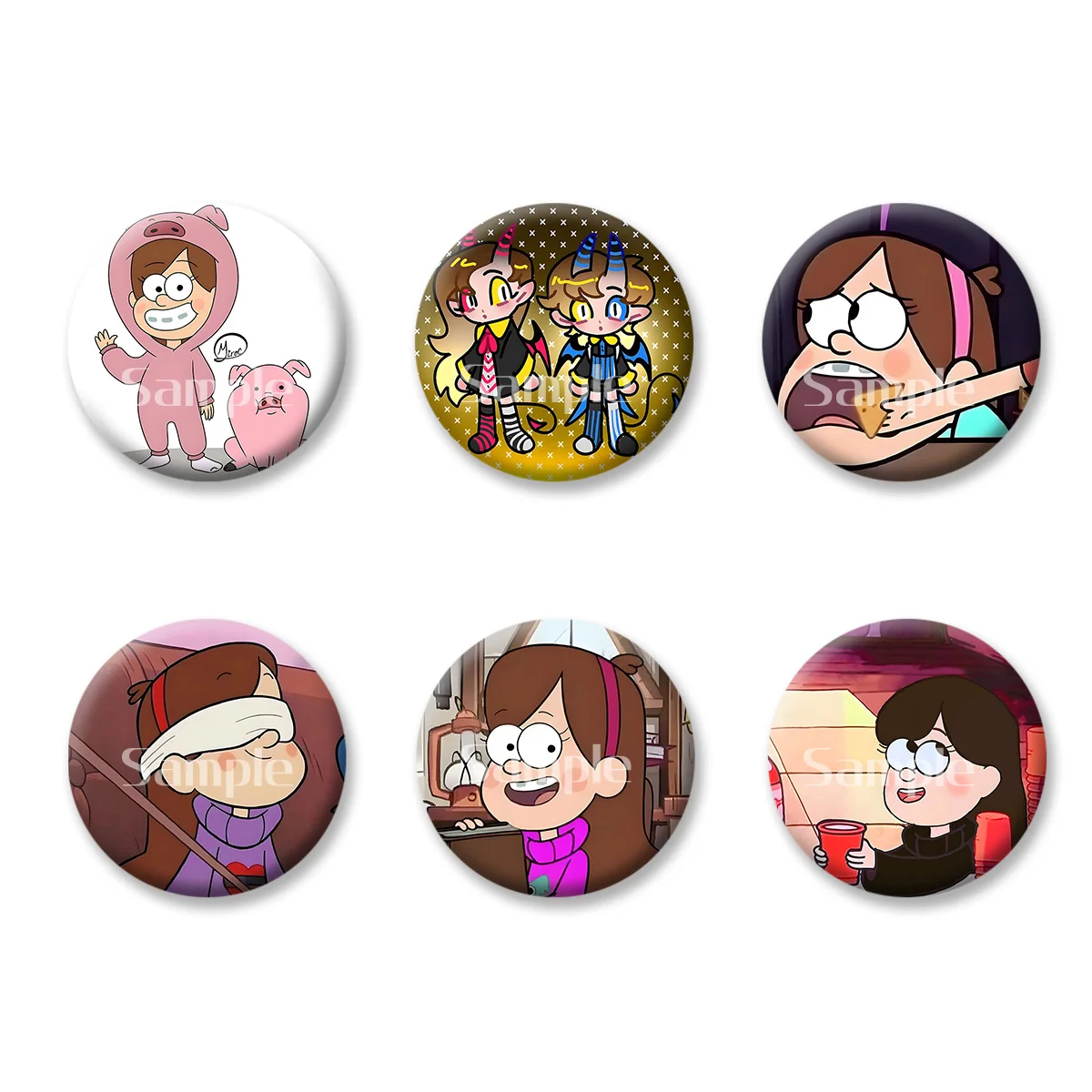 

Gravity Falls Mabel Dipper Anime Cartoon Flash Badge Keychains Makeup Mirror Fridge Magnet ACG Goods Game Peripherals Toy Gift