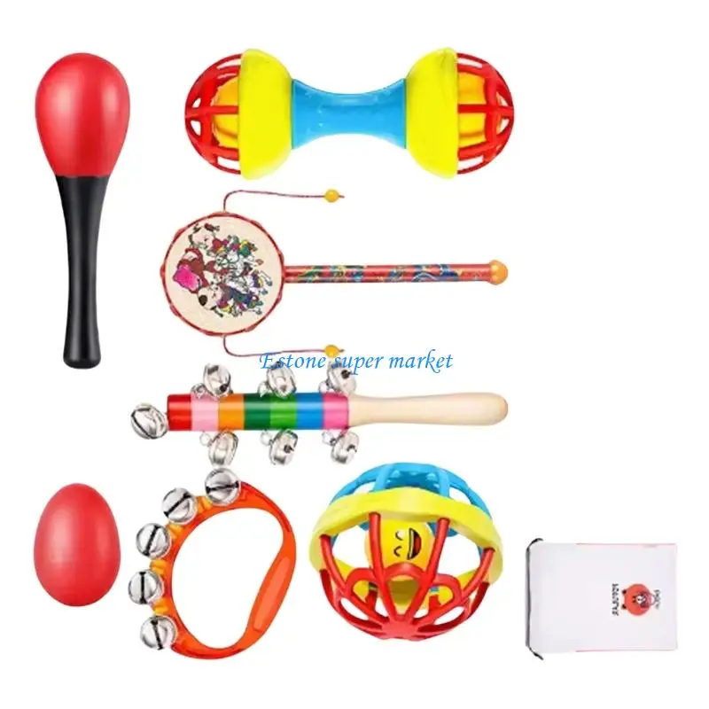 

090B Sensory Rattle Hand Toy Sand Hammer Percussion Toy For Toddler Safe Grasp