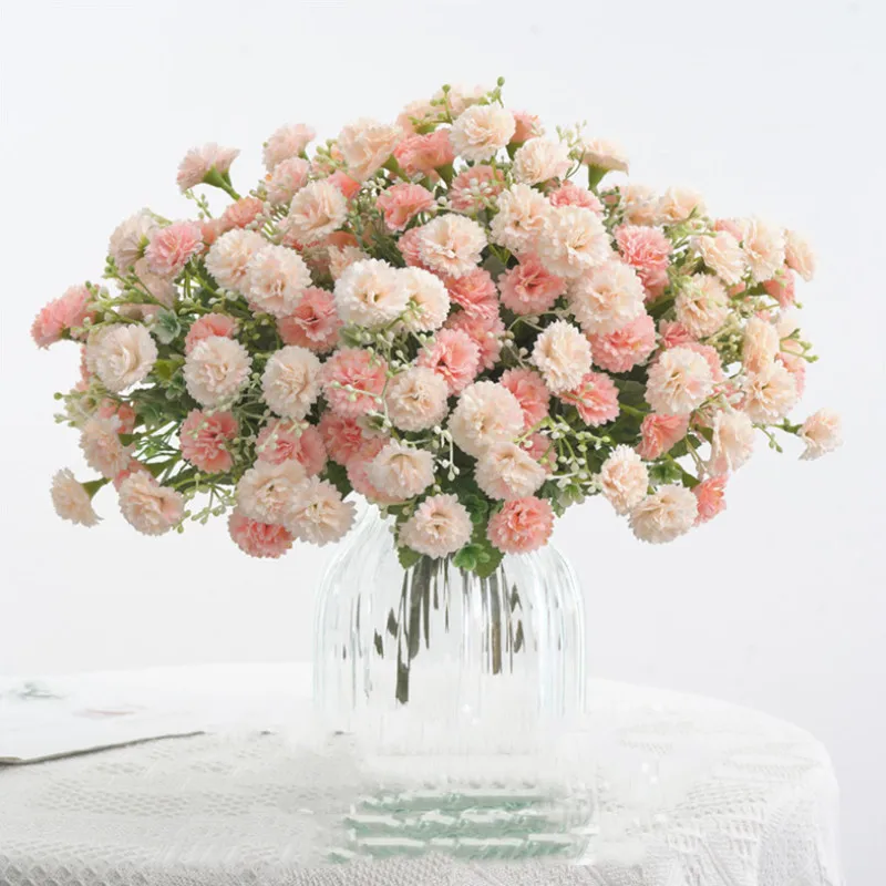 

20 Heads Artificial Lilacs Flower Bouquet Simulated Carnation Fake Flowers For Home Table Setting Wedding Decoration 10 Pcs