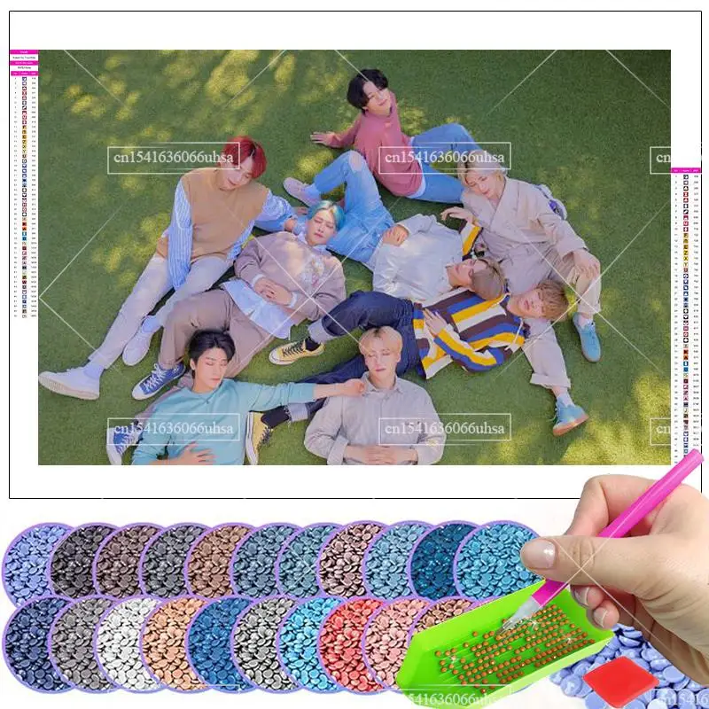 Kpop Ateez Diamond Painting 5D Full Drill Diamond Mosaic Embroidery Rhinestones Cross Stitch Kits Home Decor Wall Art Posters