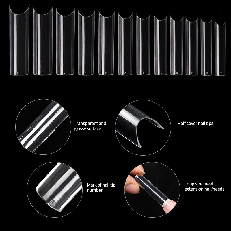 240pcs/box XXL Extra Straight Nail Tips Long Square Coffin False Nails C Curved ABS Fake Nails Manicure Salon Nail Art Tools