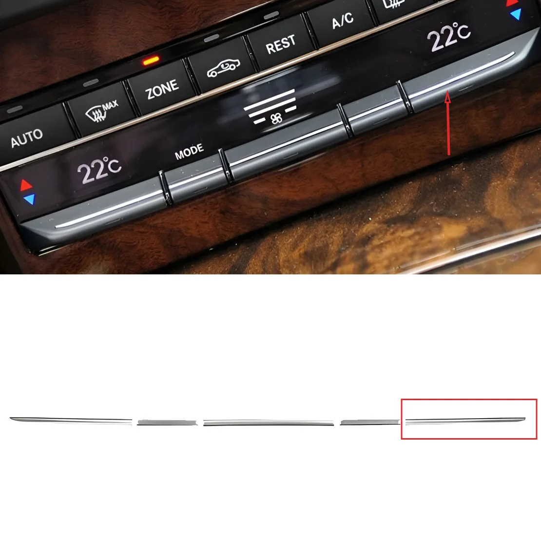 

Matte Silver Center Right A/C TEMP Switch Button Trim Strip ABS Fit For Mercedes-Benz E-Class W212 2008 2009 2010 2011 2012-2014