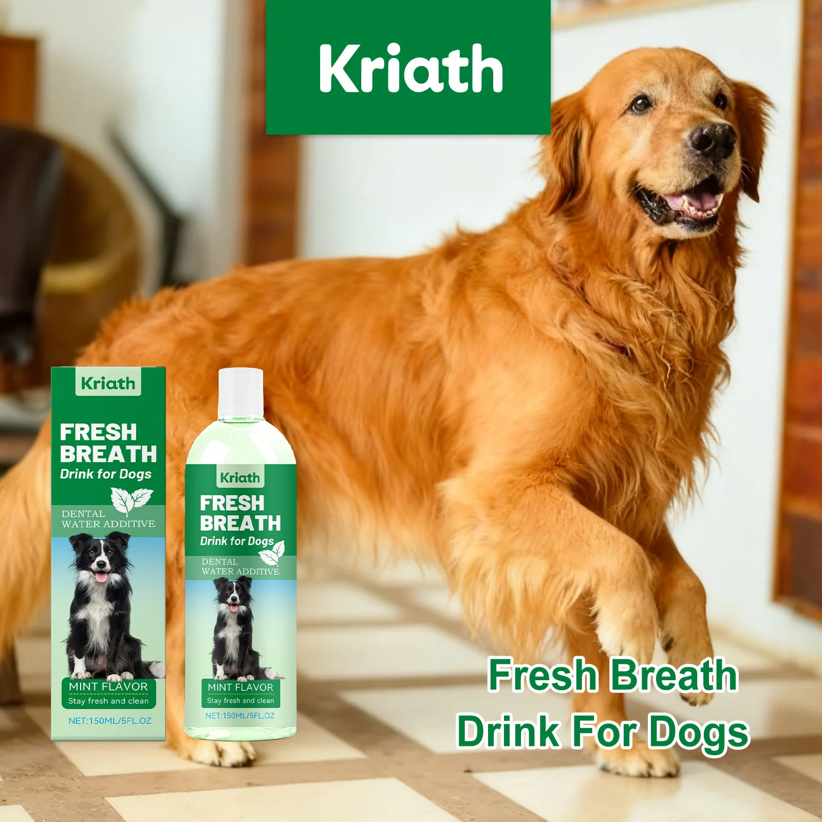 Kriath Dog Has Fresh Breath, Drinking Water Temperature and Formula to Care for Pets, Daily Drinking Assistance to Reduce Odors