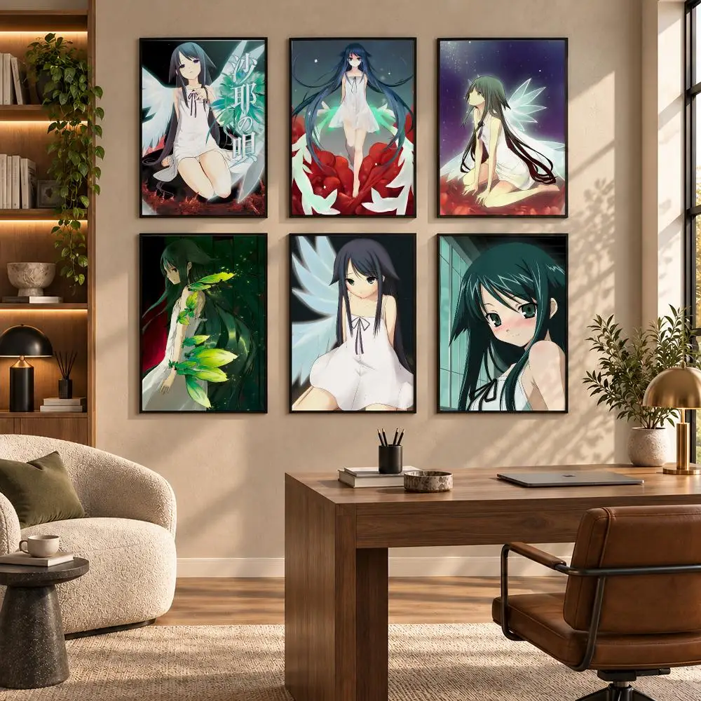 Game Saya no Uta Poster Self-adhesive Art Waterproof Paper Sticker Coffee House Bar Room Wall Decor