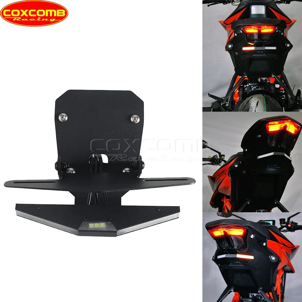 LED Fender Eliminator For 390 2024-25 Motorcycle Rear Tail Tidy License Plate Light Holder Turn Signal Lamps Number Plate Holder
