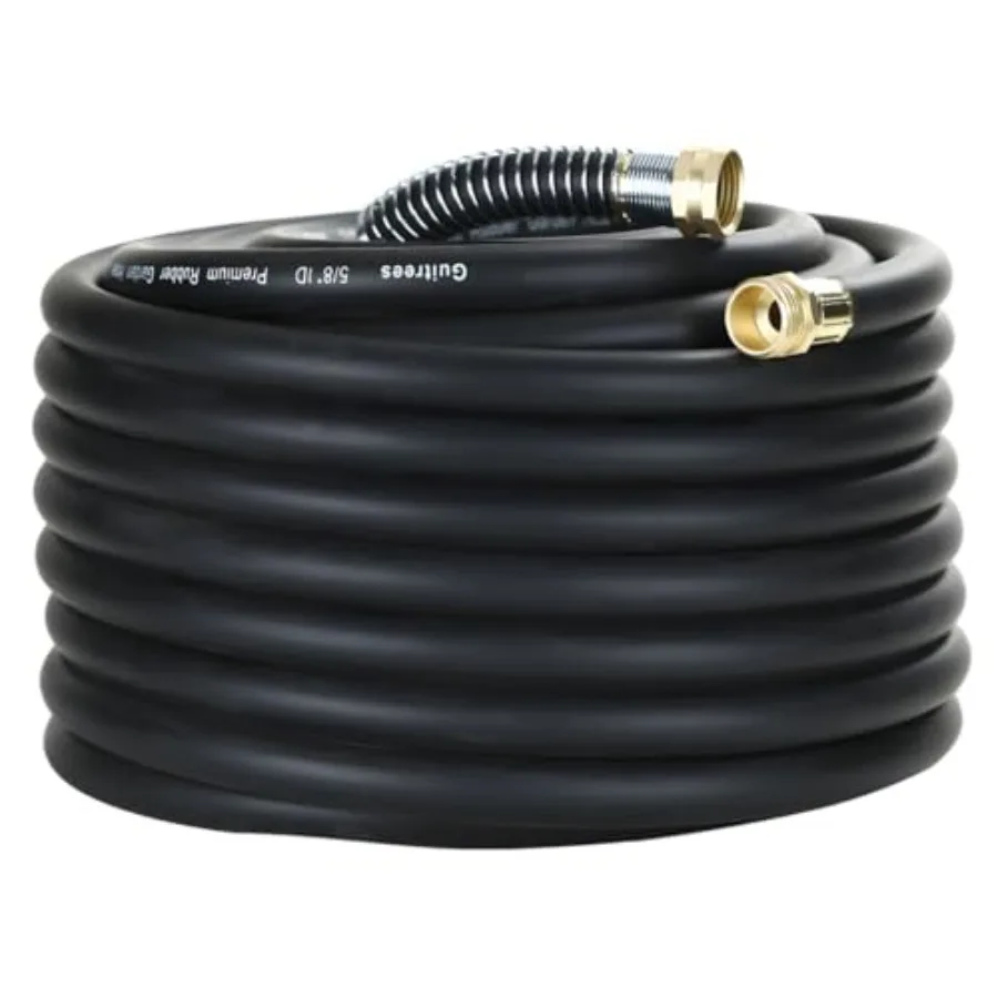 

75FT 5/8 Heavy Duty Rubber Garden Hose - 300psi Working 1000psi Burst - Hot/Cold Water - Five-Layered Braiding for Durability -