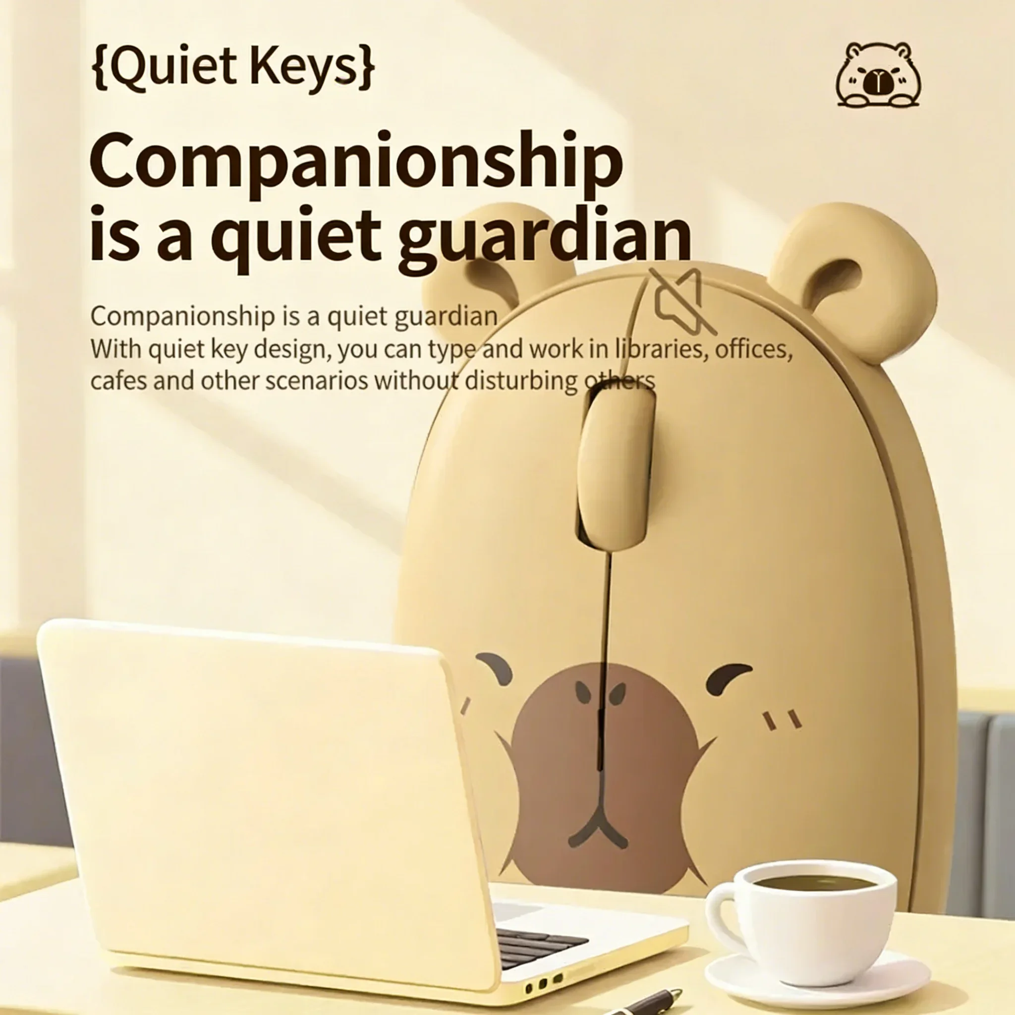 

Cute Capybara Dinosaur Bluetooth 2.4G Dual Mode Wireless Mouse Rechargeable Silent Button 2400 DPI For Laptop PC Office