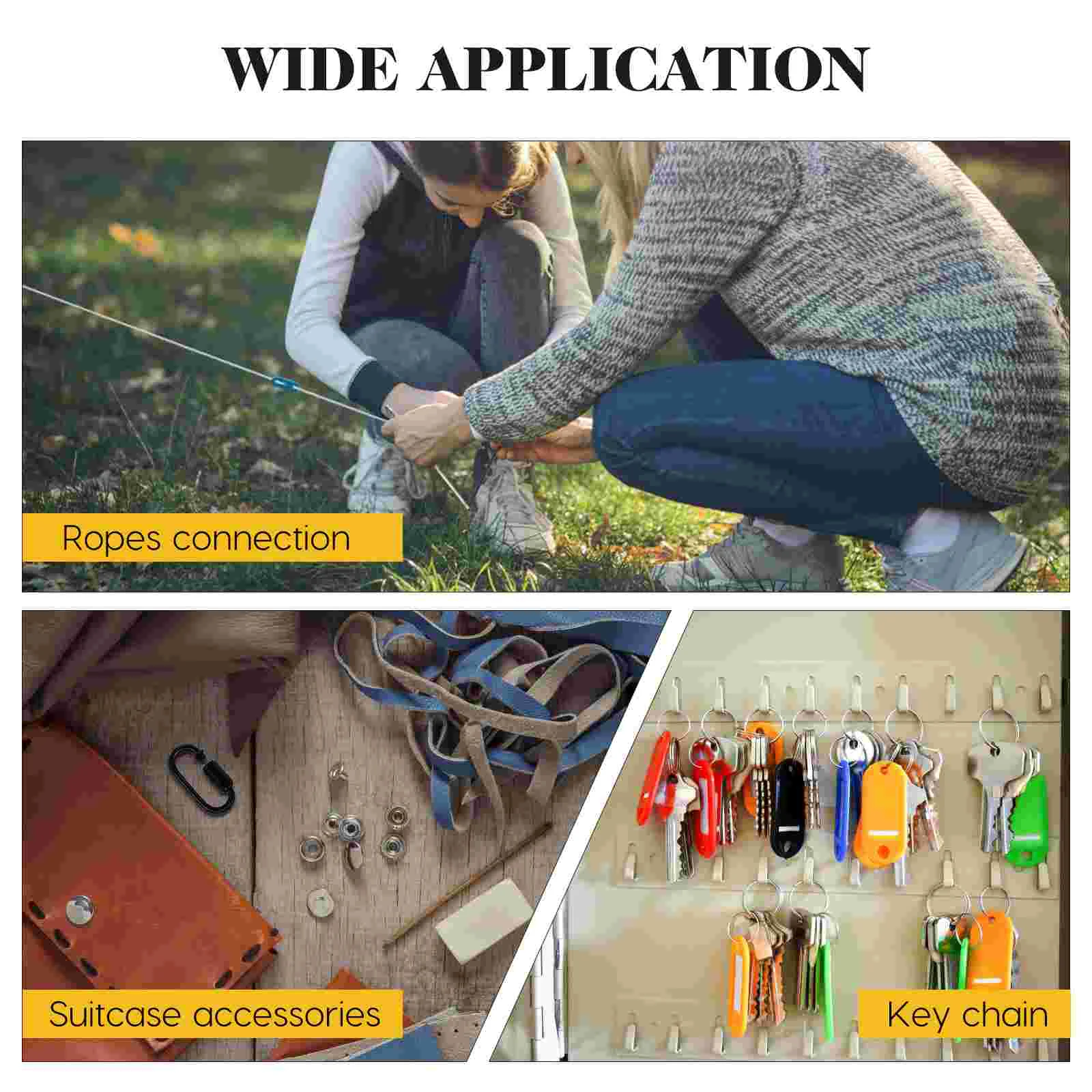 8 Pcs Carabiner Compact Clips Heavy Duty Metal Secure Camping Accessories Locking Iron Climbing Equipment Lightweight