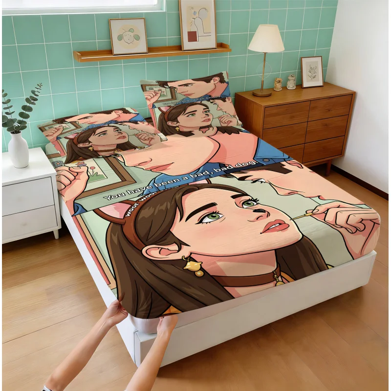 Ensemble de draps-housses, ensemble de draps de lit, sans garnitures, Euphoria S3 Nate Cassie Bad Bad Dog Woof Woof, décoration douce et confortable pour chambre d'adolescent