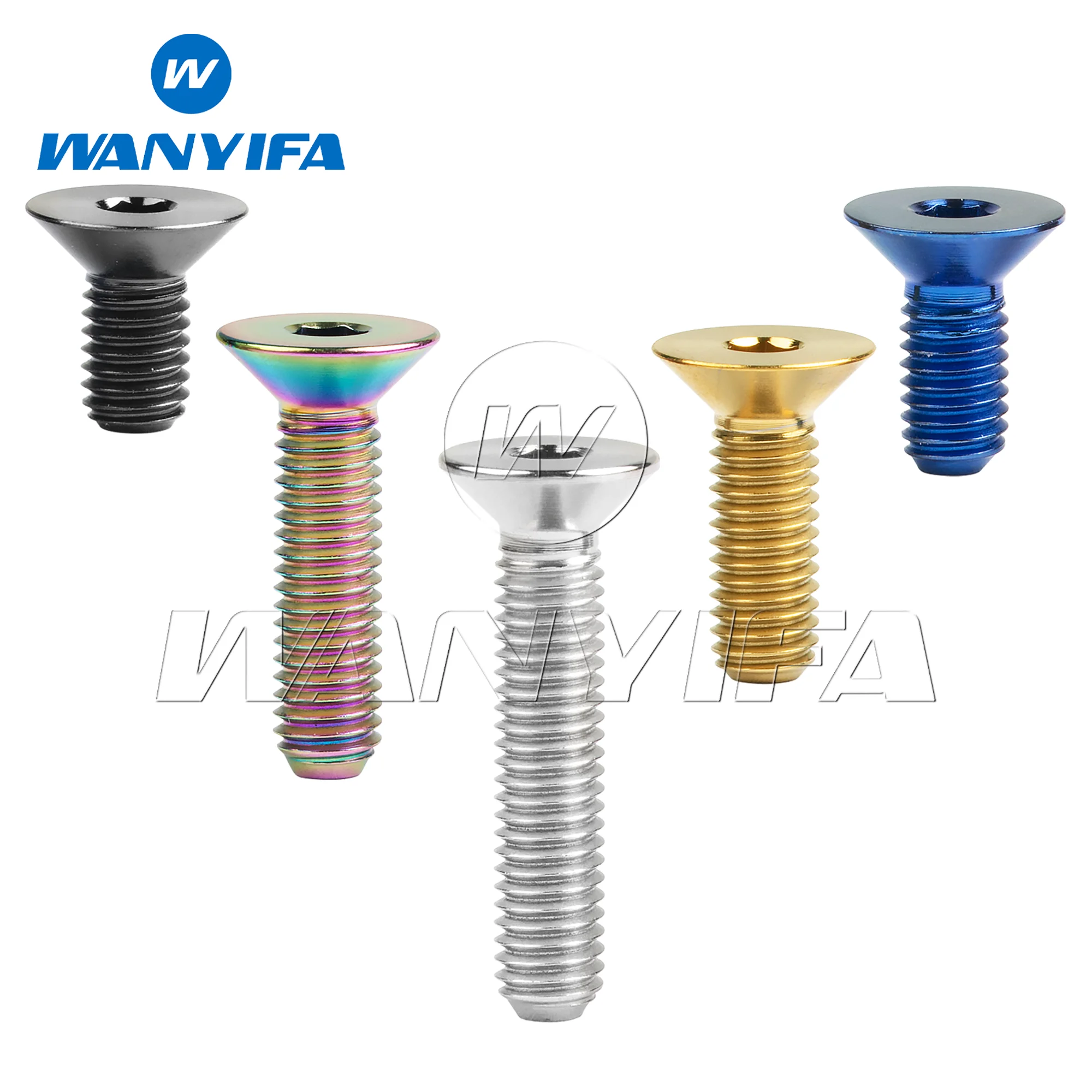 Wanyifa Titanium Bolt M3/M4/M5/M6x6  8  10  12  15  18  20  25  30  35 40  45mm Countersunk Hex Head Screws