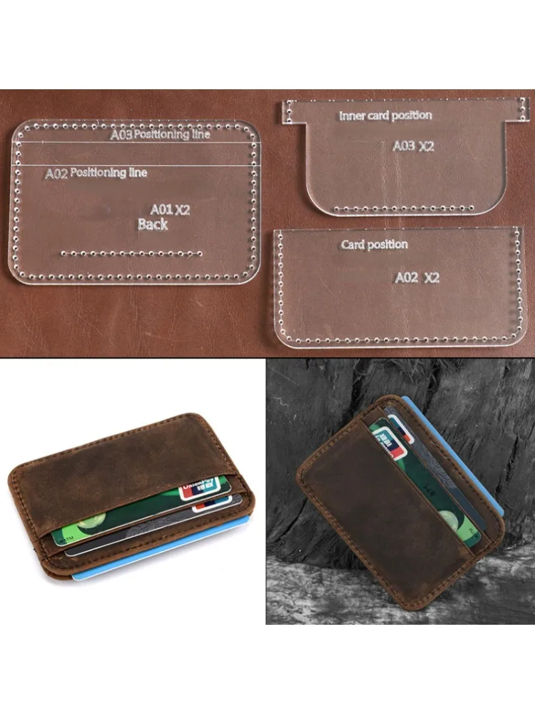 3pcs Leather Handmade Craft Mini Card Case Template