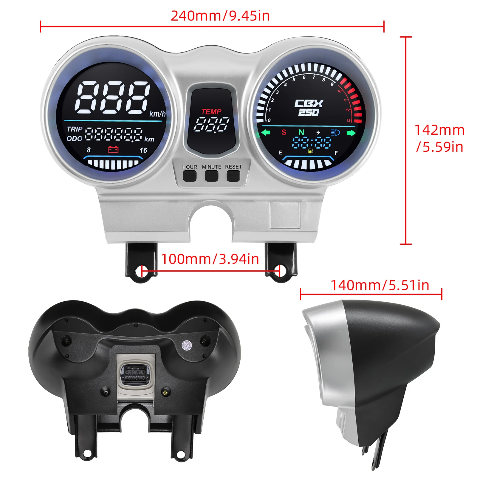 Digital Speedometer Odometer RPM Motorcycle Dashboard For Honda CBX250 CBF250 Twister 2001-2008 37100-KPF-961 Speed Gauge