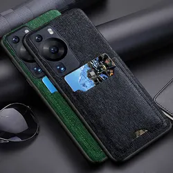 PU Leather Case for Huawei, Card Slot, Bag Holder, Luxury Cover, P60, P50, P40 Pro Lite