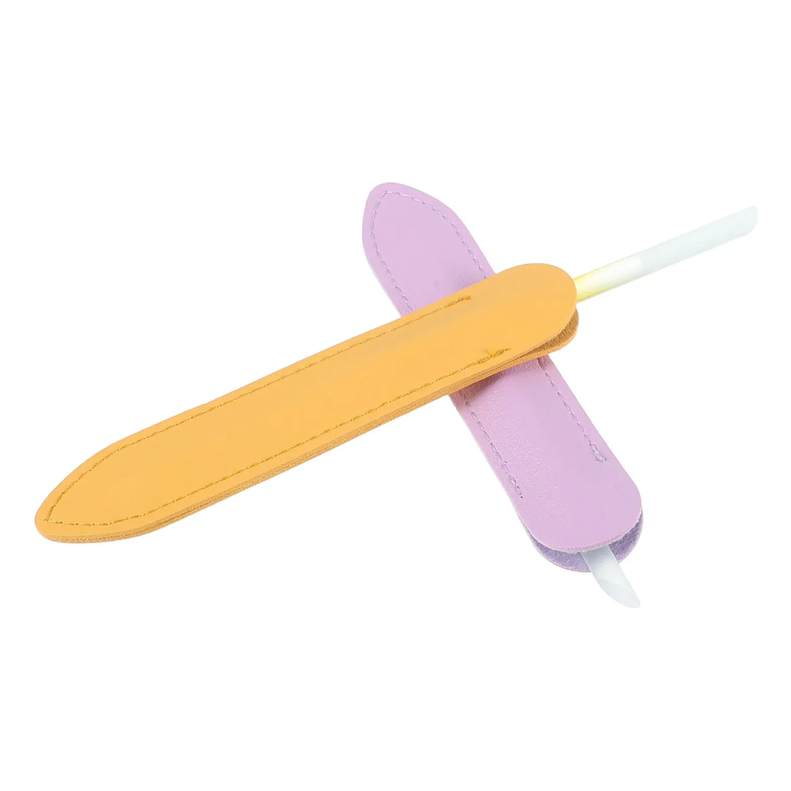 2Pcs Glass Nail Files Cylindrical Gradient Purple Yellow Nano Crystal Etching Double Sided Cuticle Remover Nail Care Tool PU