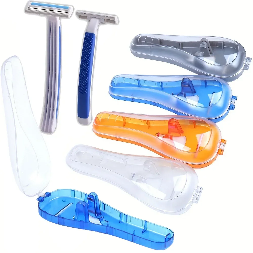 Transparent portable travel men's manual shaving protection plastic box lid container storage shaver protection box storage