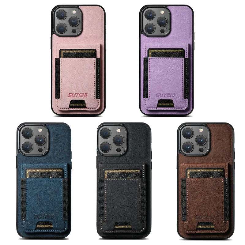 Skórzany portfel Clemence z uchwytem na kartę Etui na telefon IPhone 16 15 14 Plus 13 12 11 Pro Max XS X XR Kickstand Shockproof Cover