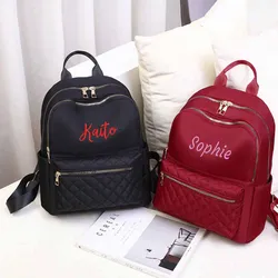Embroidered Vintage High School Oxford Bag, Custom Personalized Simple Solid Color Soft Large Capacity Backpack,Back School Gift