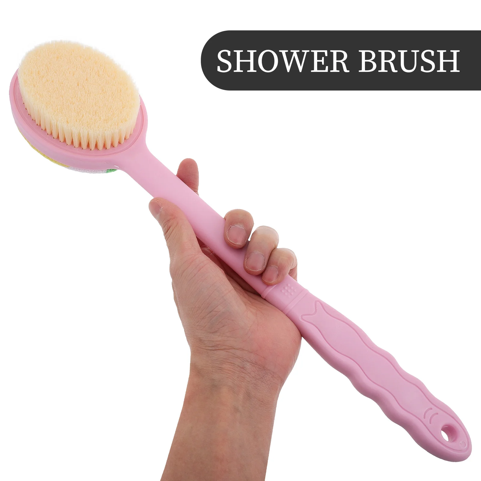 

Dual-Sided Bath Brush Long Handle Soft Gentle Back Scrubber Pink Body Brush Exfoliating Cleanser Relaxation Tool
