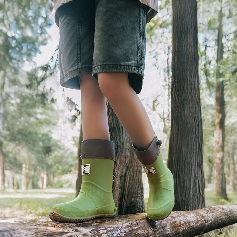 

Kids&Women Rain Boots Waterproof Mid Calf Boots Non Slip Rainboots Adjustable Closure Mud Boots for Garden Fishing