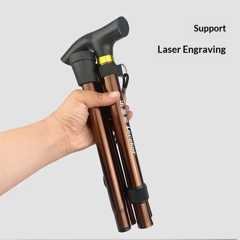 Durable Metal Telescopic Trekking Poles Foldable Multifunction Anti-Shock Walking Sticks for Elderly Outdoor Hiking Camping