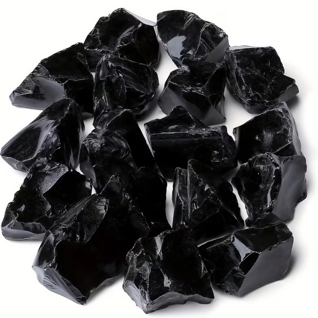 Black Obsidian Raw Crystal Rough Stone Fish Tank Filler Vase Tumbling Fountain Rocks Decoration Polishing Home Garden Decoration