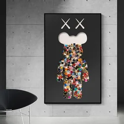 Fashion Bear Cartoon Kids Gift Street Posters Wall Art Pictures Canvas Paintings Decoration for Living Room Bedroom Home Decor