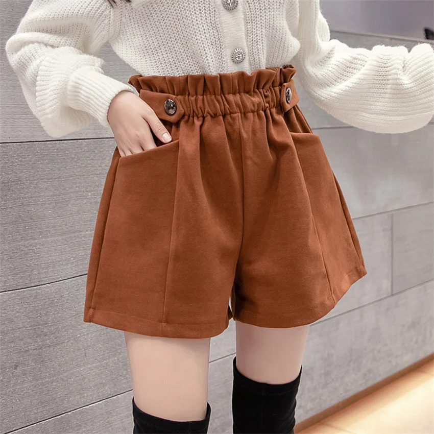 

Gowyimmes New Big Size S-5XL Women Loose Bud Shorts Slim Lady High Waist Black Wide Leg Shorts Girl Outwear Hot Mujer PD1443