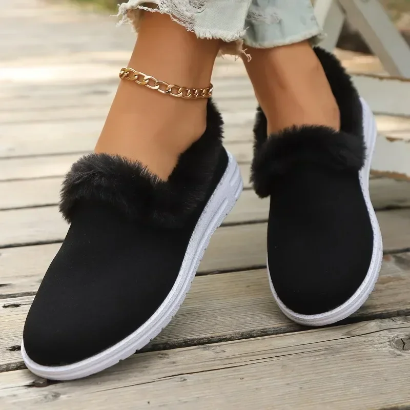 Female Shoes on Sale New One Kick Women Flats Winter Round Toe Warm Solid Solft Sole Casual Comfortable Large Size Flat Shoes image 5