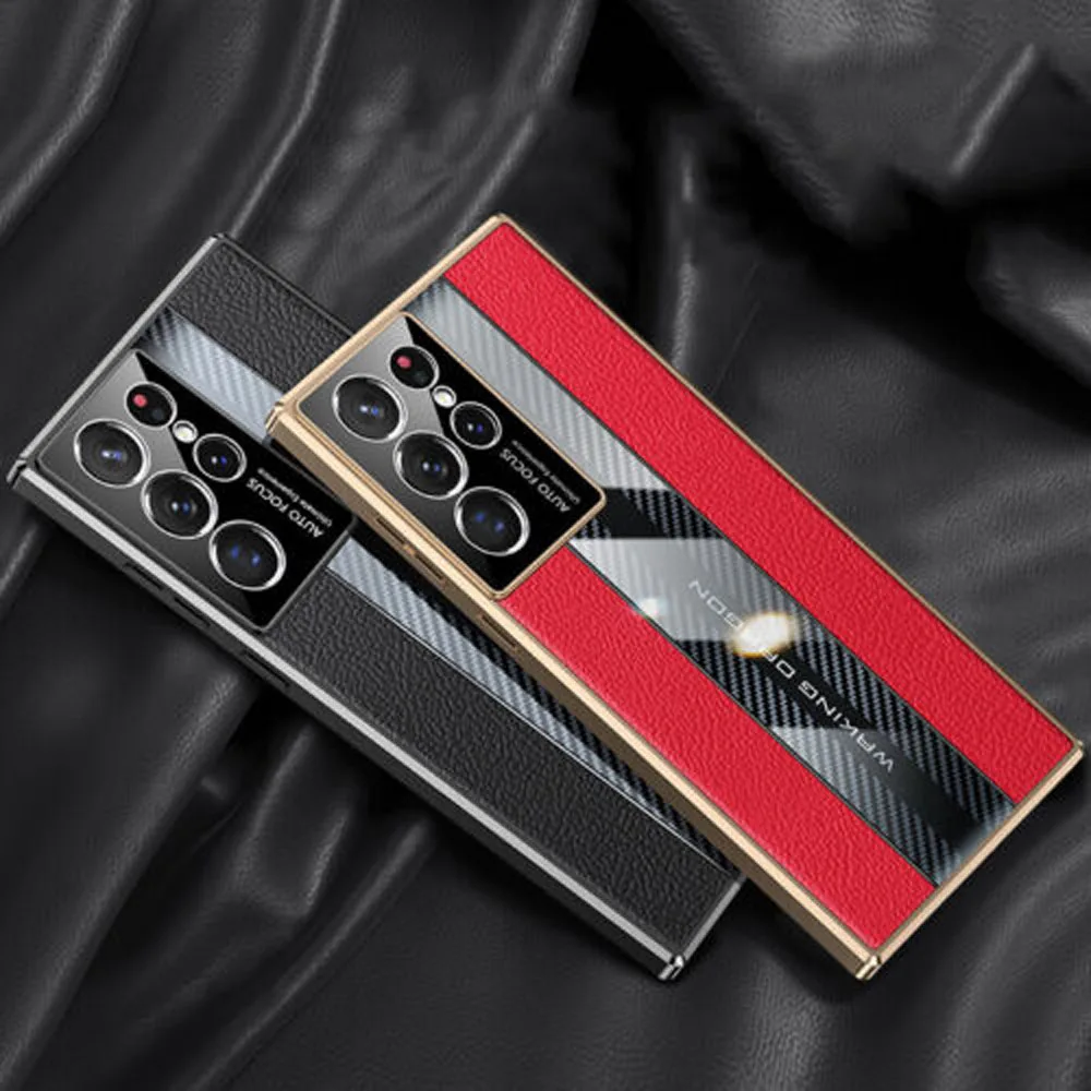 Luxury Ultra-thin Leather Cover For Samsung Galaxy S22 S23 Ultra S21 Plus 5G Case Camera Protection Shockproof Phone Coque Funda