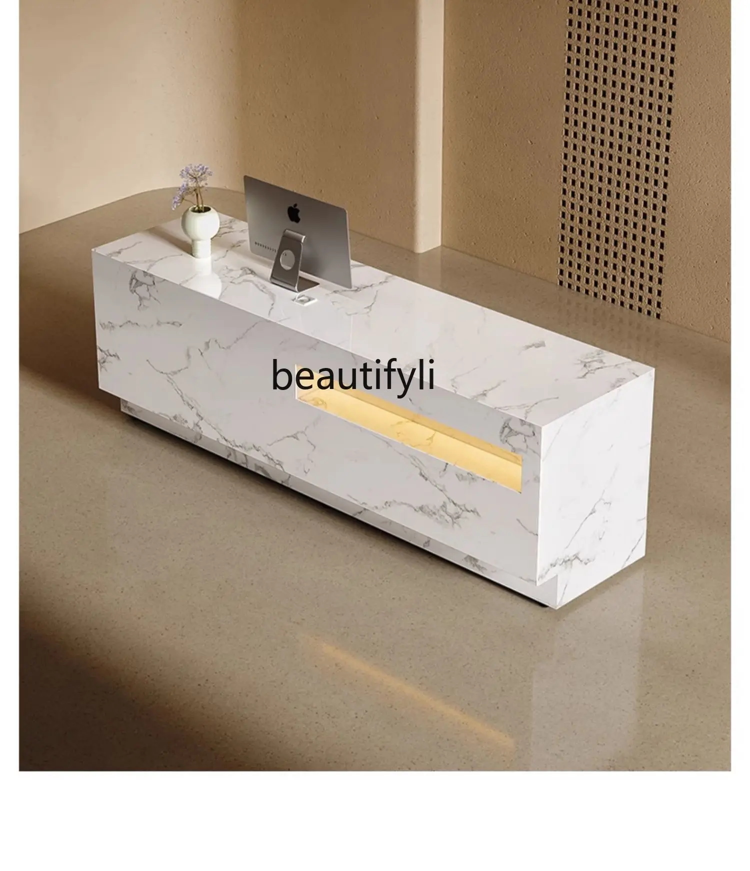 Company Office Front Desk Reception Shop Cashier White Light Luxury Imitation Marble Cashier New Product