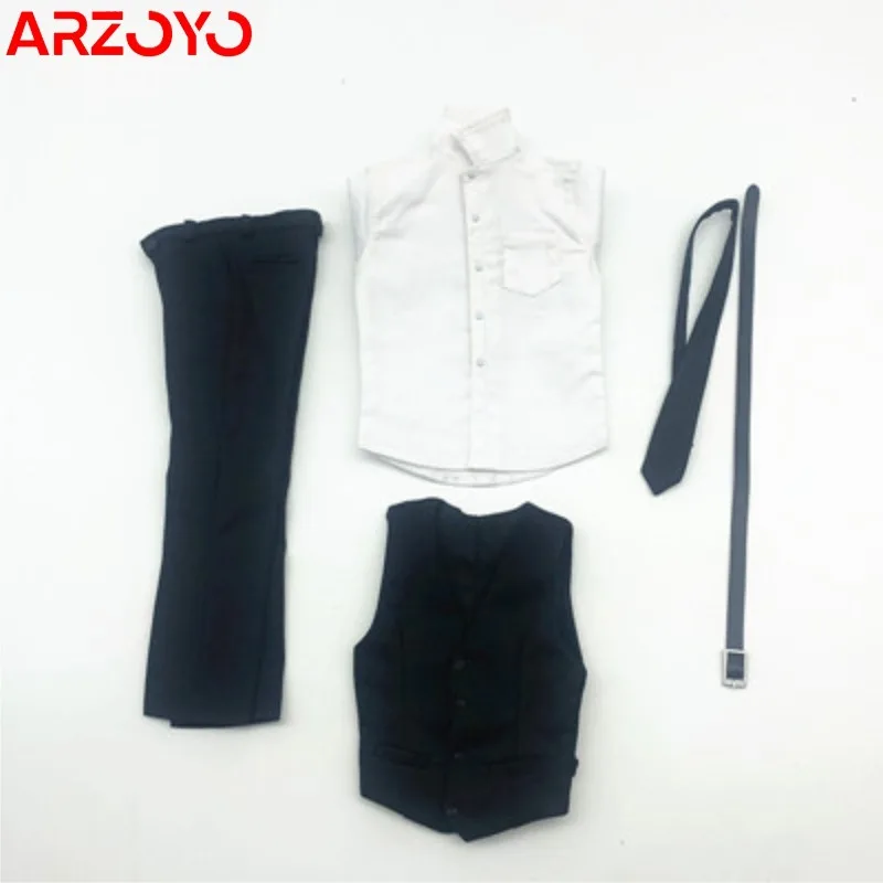 1/6 Scale Shirt Vest Pants Tie Belt Business Clothing Set Gentleman Clothes Model Fit 12