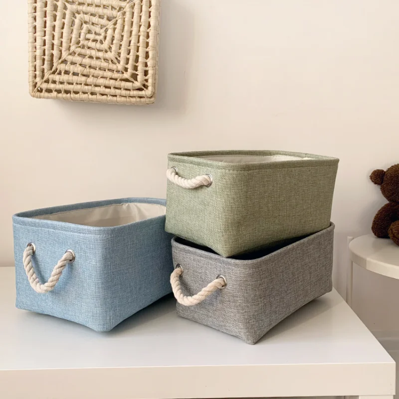 Storage Basket Fabric Basket for Organizing with Rope Handles for Shelves Organizer Bins for File Empty Baskets for Dog Toys